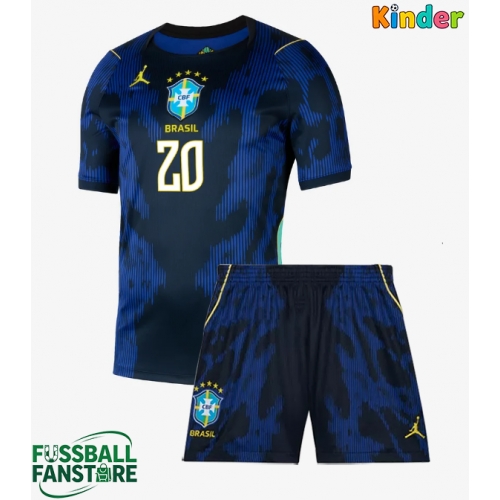 Brasilien Lucas Paqueta #20 Replik Auswärtstrikot Kinder WM 2026 Kurzarm (+ Kurze Hosen)